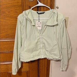 NWT Zara Light Green Cropped Windbreaker Jacket